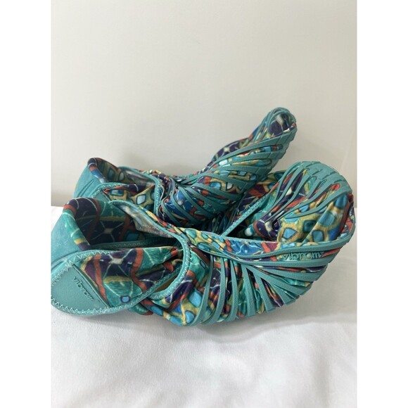 Vibram Furoshiki Wrap Shoes Teal Green Print Size Medium - Picture 4 of 7